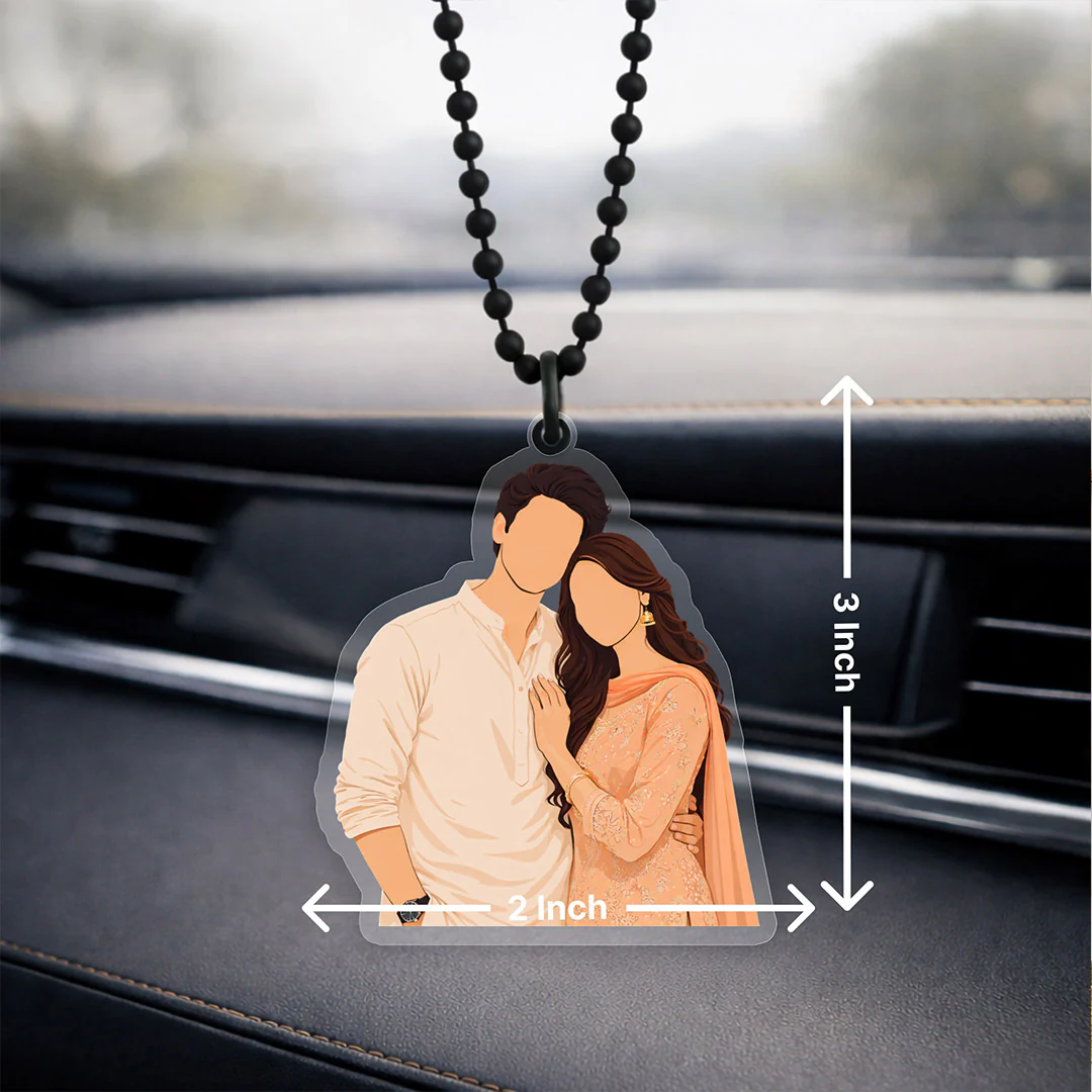 Personalized Faceless Couple Car Hanger (3×2”) - Image 2