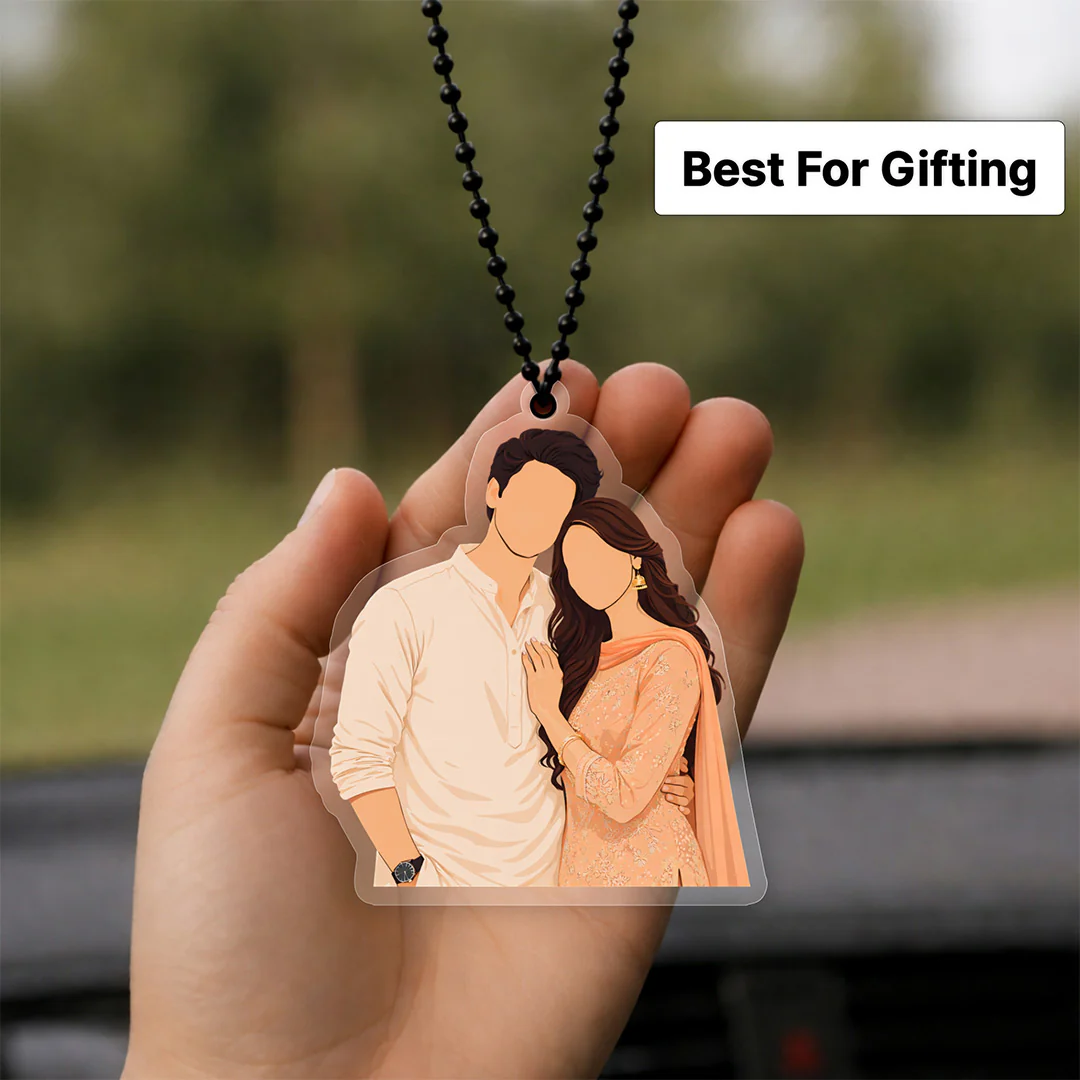 Personalized Faceless Couple Car Hanger (3×2”) - Image 3