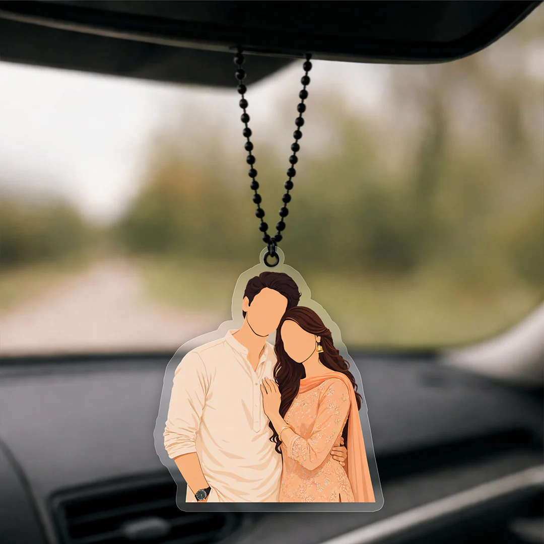 Personalized Faceless Couple Car Hanger (3×2”) - Image 4
