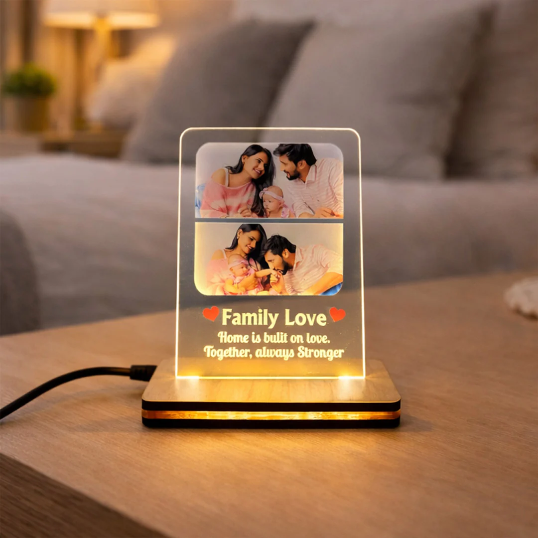 Personalized Family Love LED Acrylic Lamp-8×6"