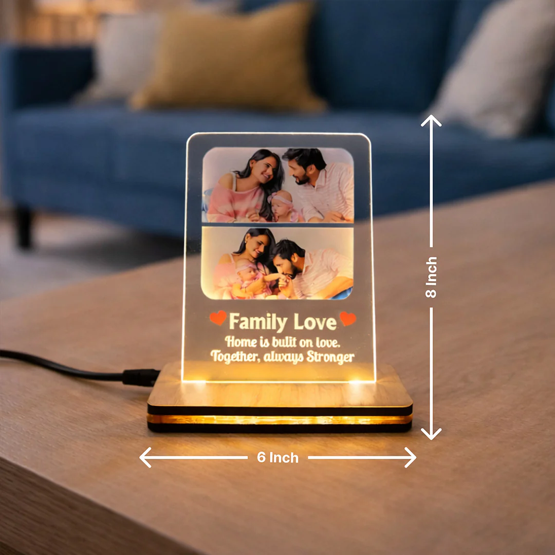 Personalized Family Love LED Acrylic Lamp-8×6" - Image 2