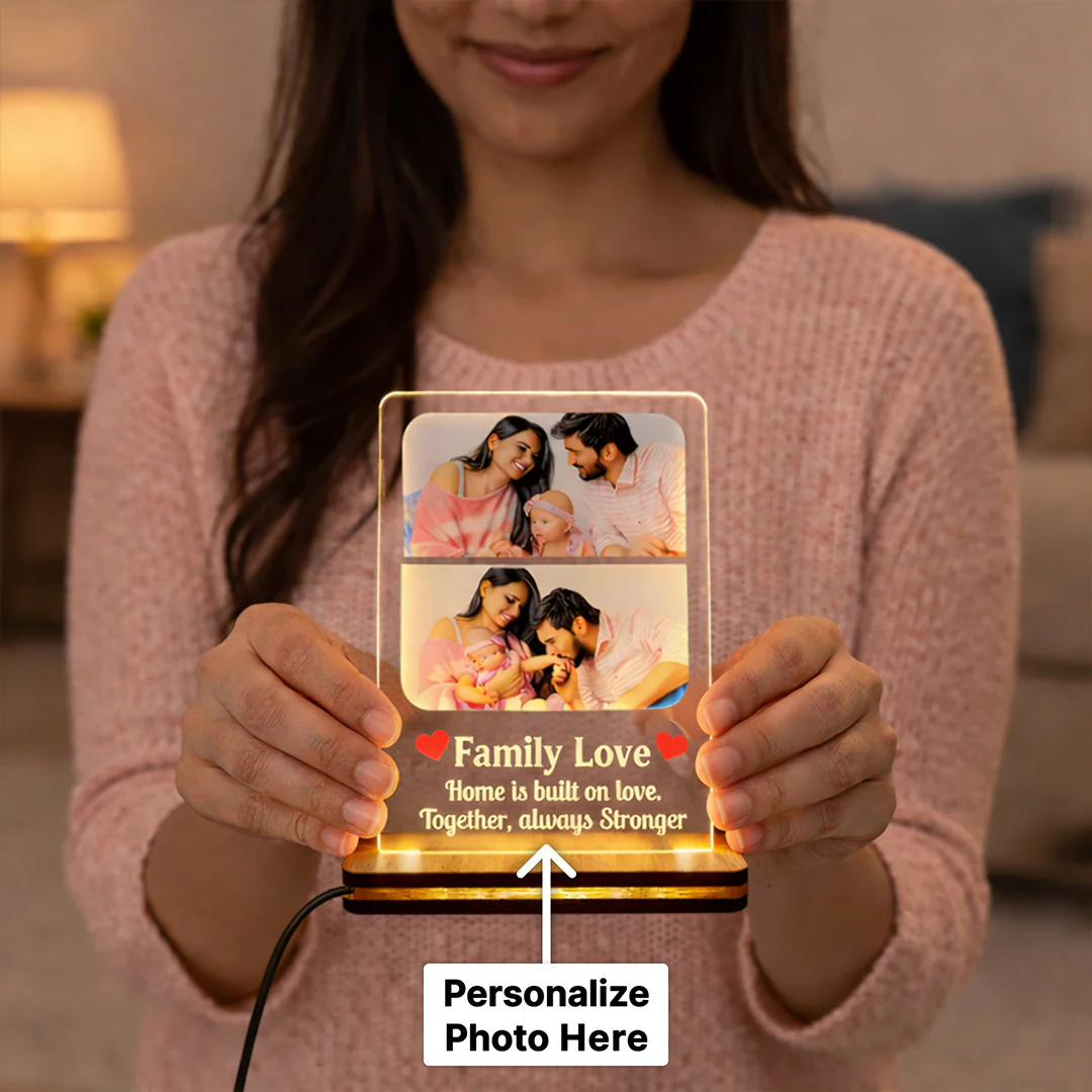Personalized Family Love LED Acrylic Lamp-8×6" - Image 3