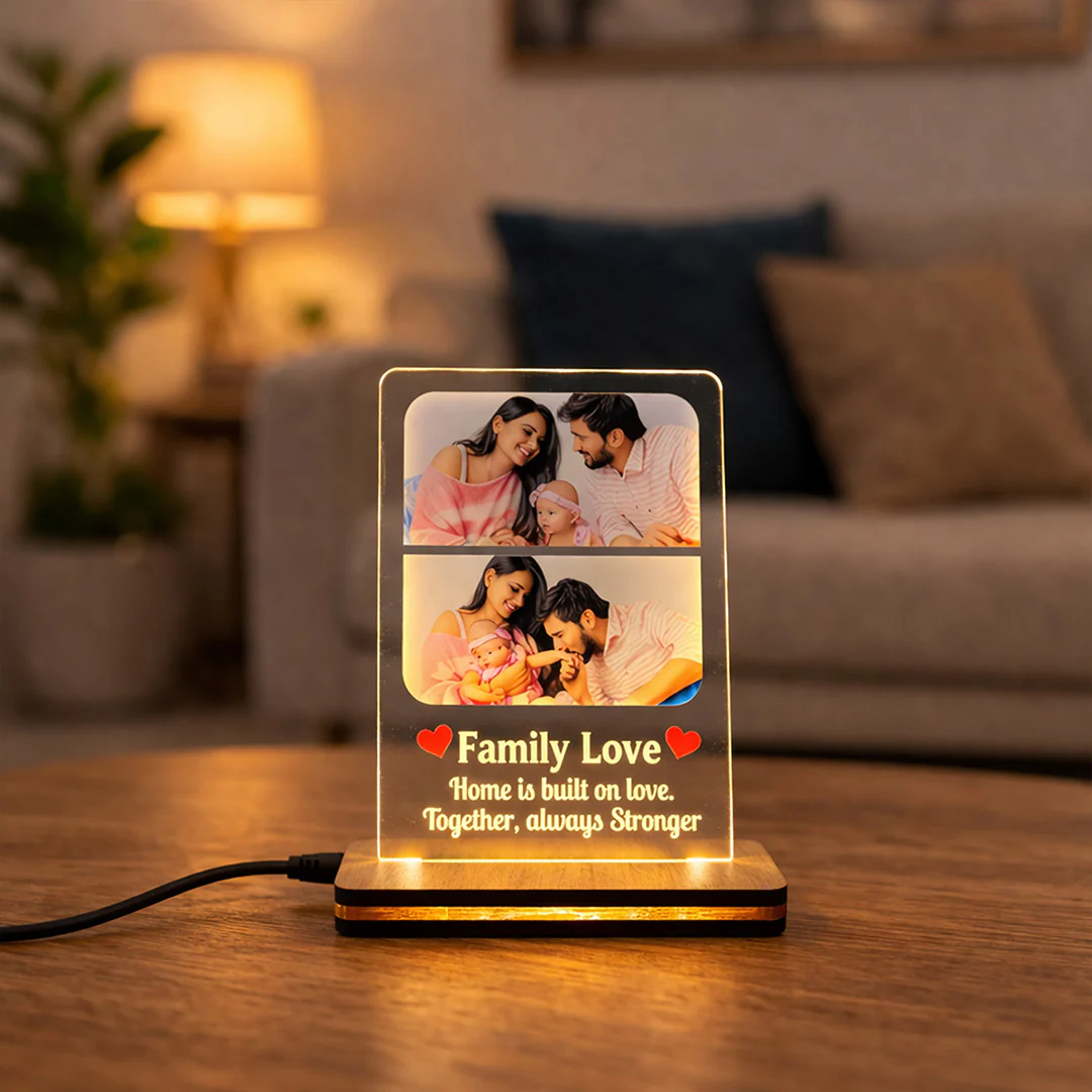 Personalized Family Love LED Acrylic Lamp-8×6" - Image 4