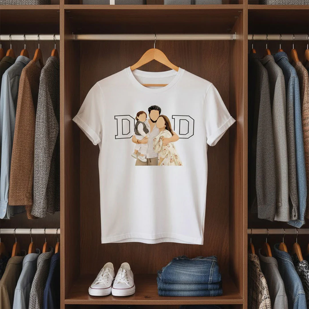 Personalized Family Photo Print White T-Shirt