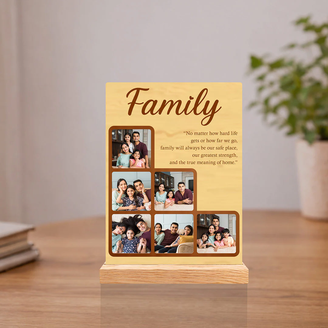 Personalized Family Photo Wooden Plaque | Emotional Keepsake Gift for Parents & Family - 8x6"