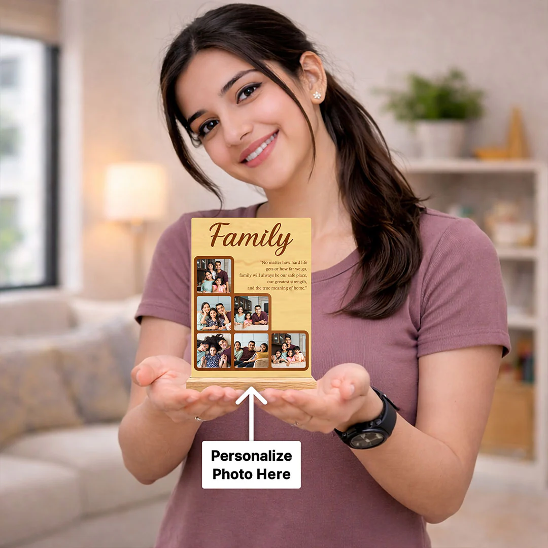 Personalized Family Photo Wooden Plaque | Emotional Keepsake Gift for Parents & Family - 8x6" - Image 2