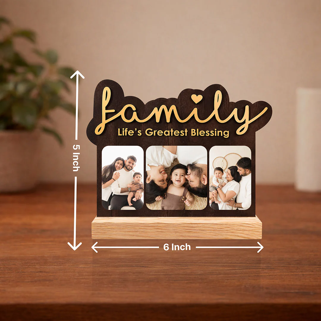Personalized Family Wooden Photo Frame | Emotional Family Keepsake Gift for Parents & Loved Ones - 5x6" - Image 2