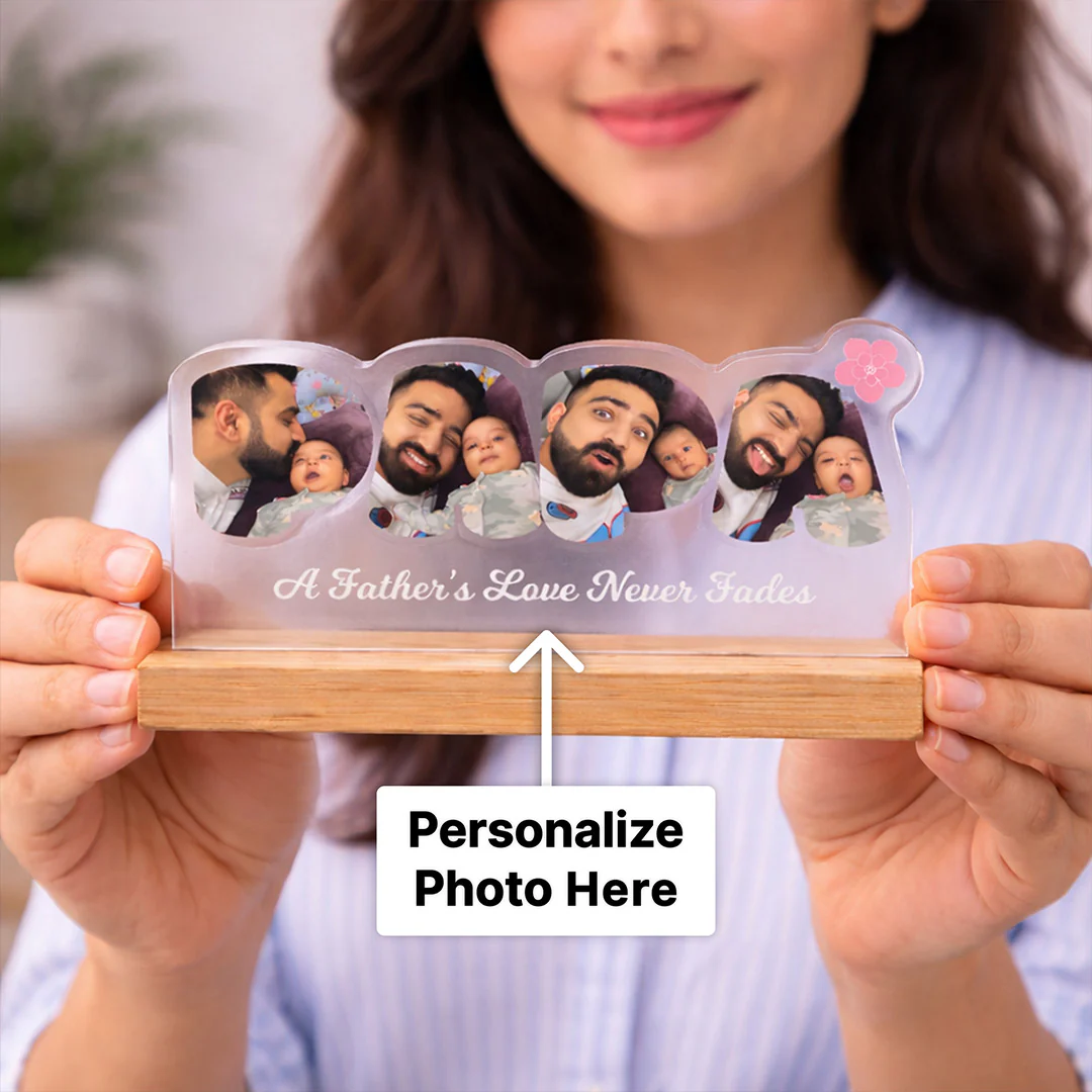Personalized Father’s Love Photo Acrylic Table Stand -3X6" - Image 2