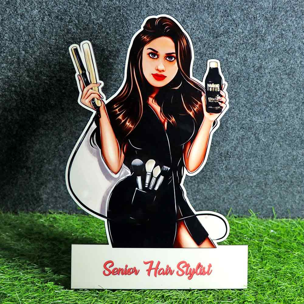 Personalized Female Hair Stylish Caricature