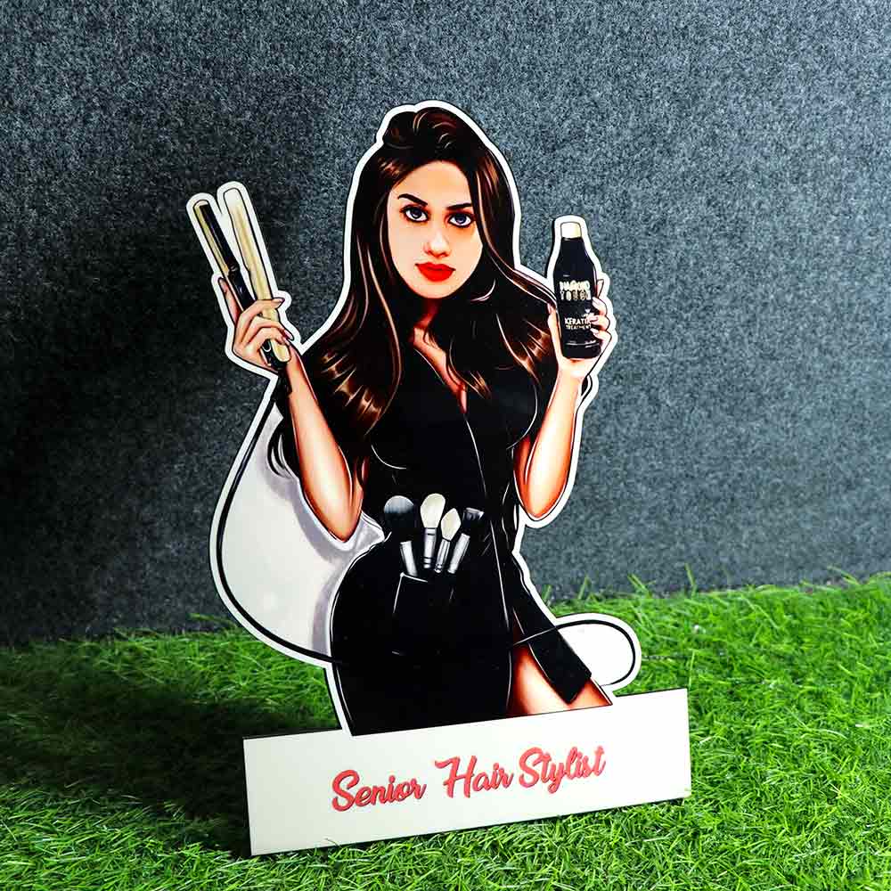 Personalized Female Hair Stylish Caricature - Image 2