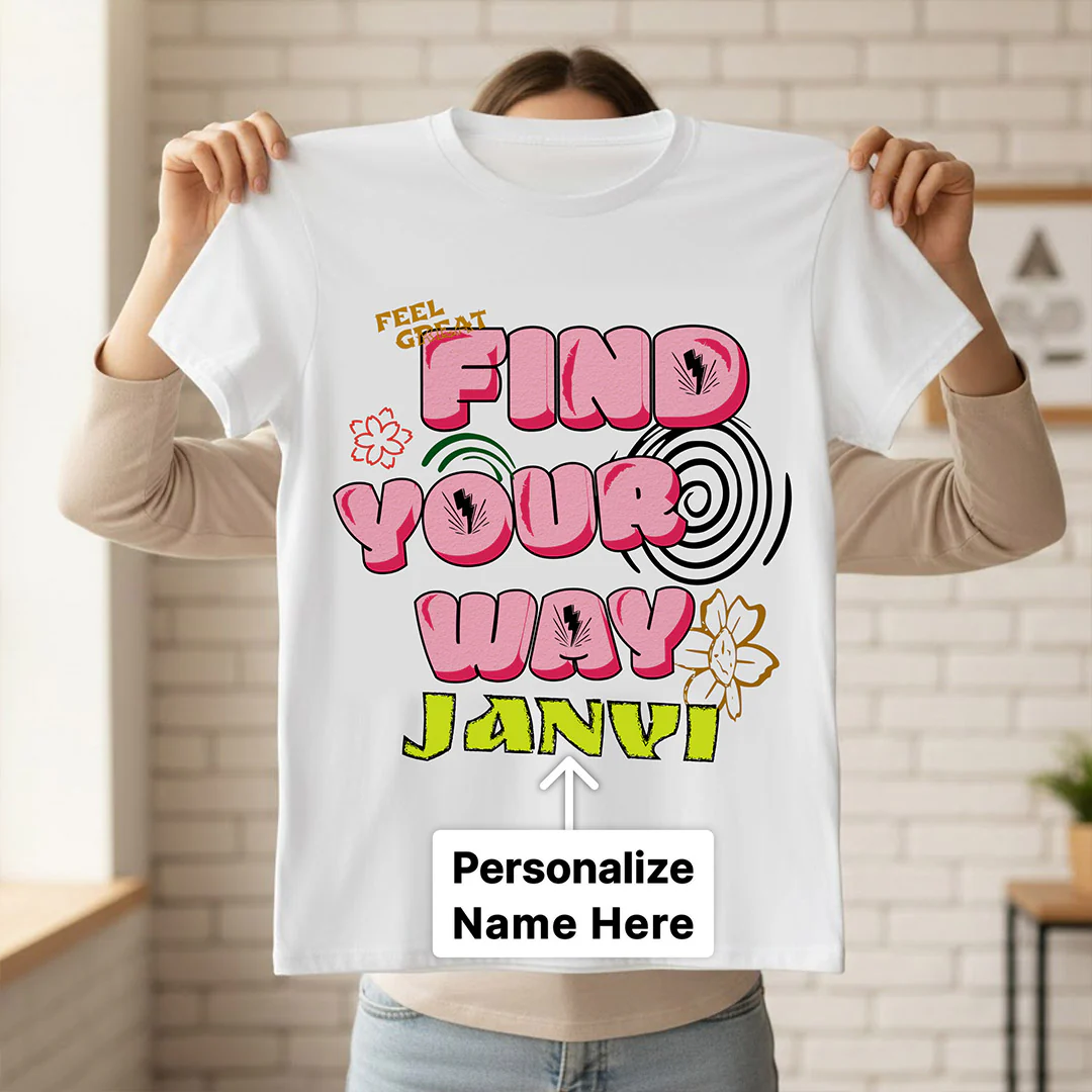 Personalized Find Your Way Girl White T-Shirt - Image 2