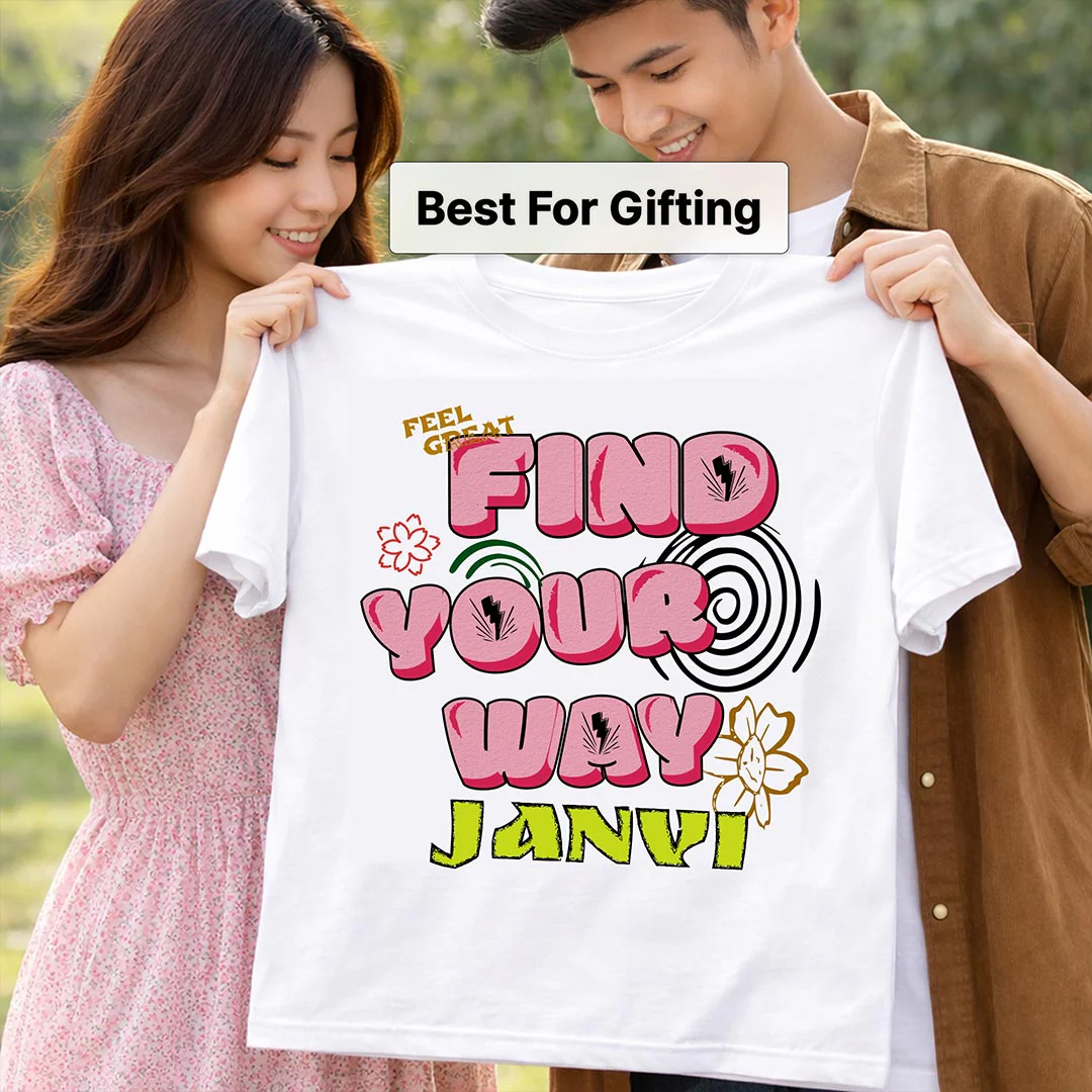 Personalized Find Your Way Girl White T-Shirt - Image 3