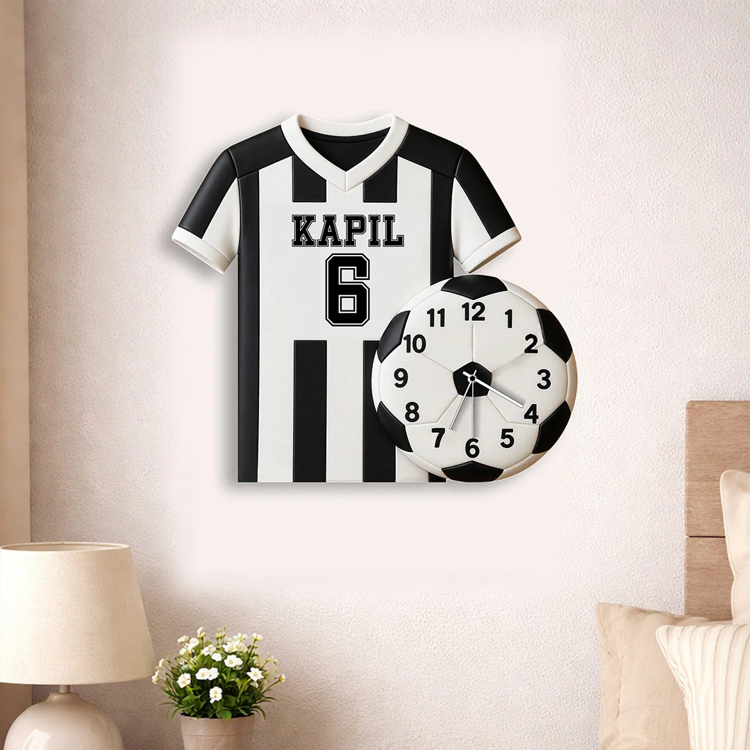 Personalized Football Jersey Wall Clock|3D Football Design  (16x15")