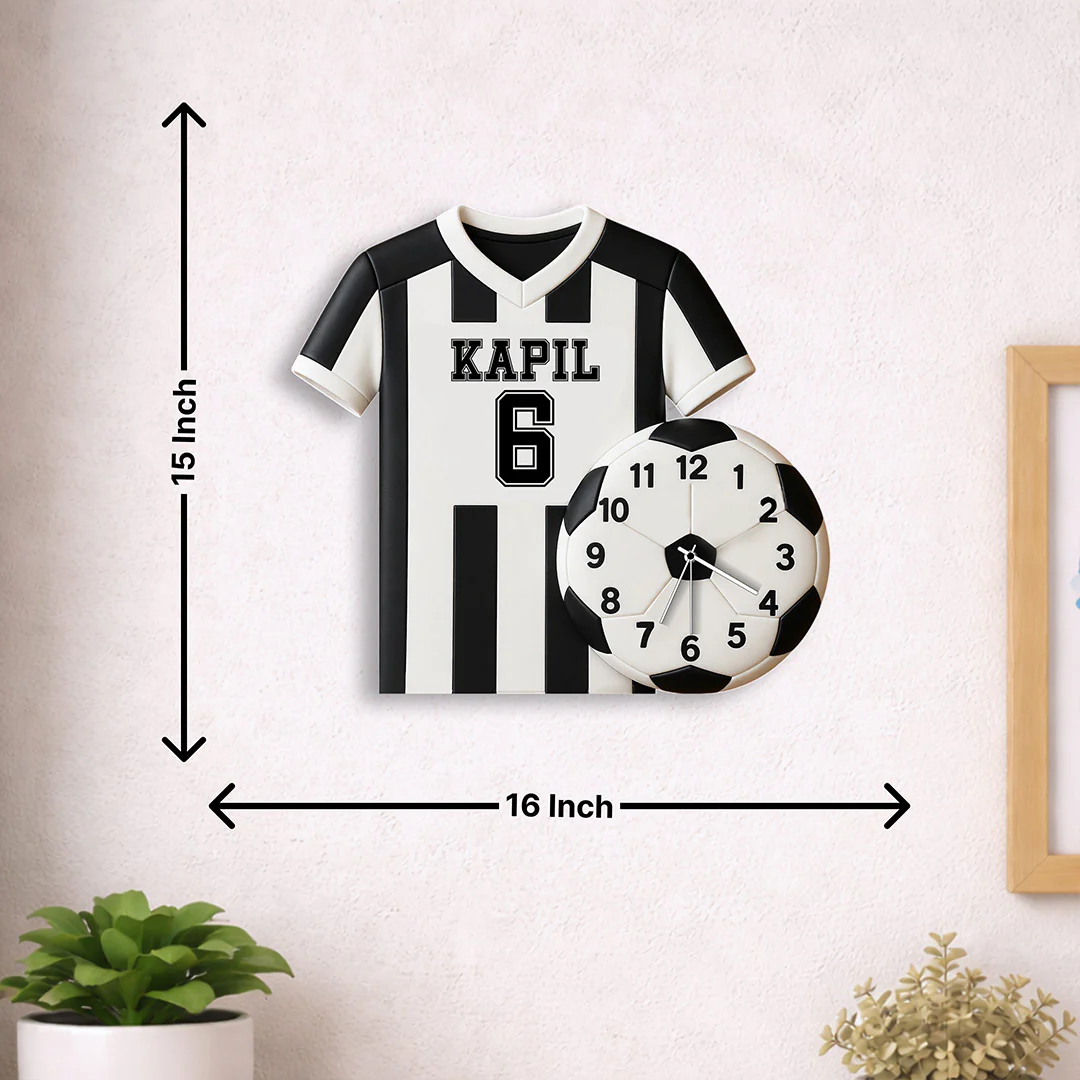 Personalized Football Jersey Wall Clock|3D Football Design  (16x15") - Image 2