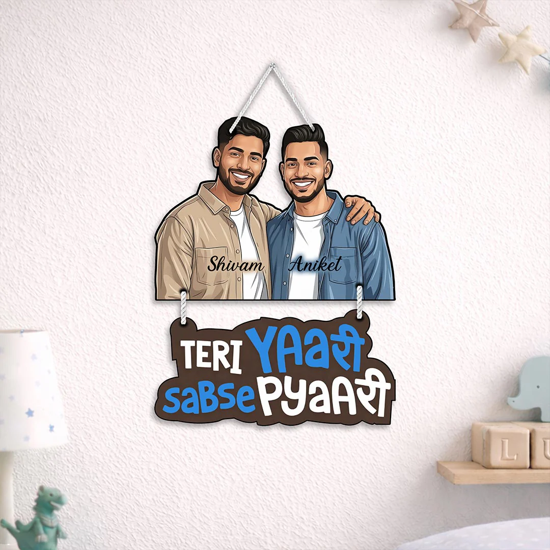 Personalized Friendship Cartoon Wall Hanger-9x12"