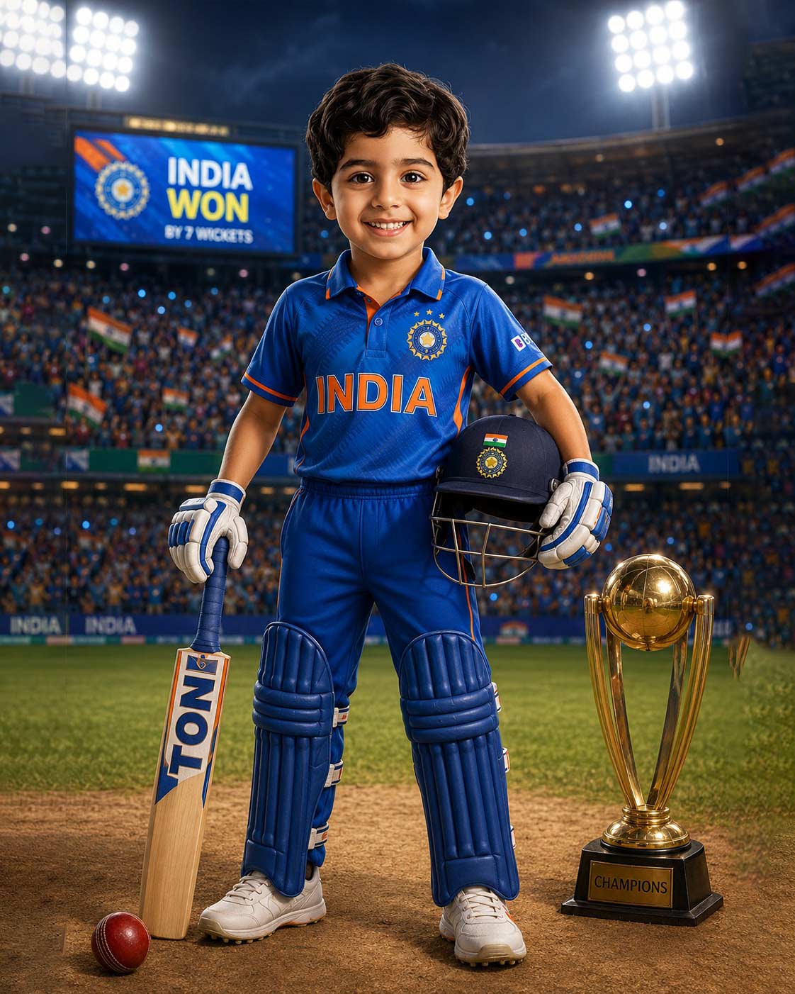 Personalized Future Cricket Champion Digital Portrait for Kids | Custom Cricket Theme Sports Artwork Gift - Image 4