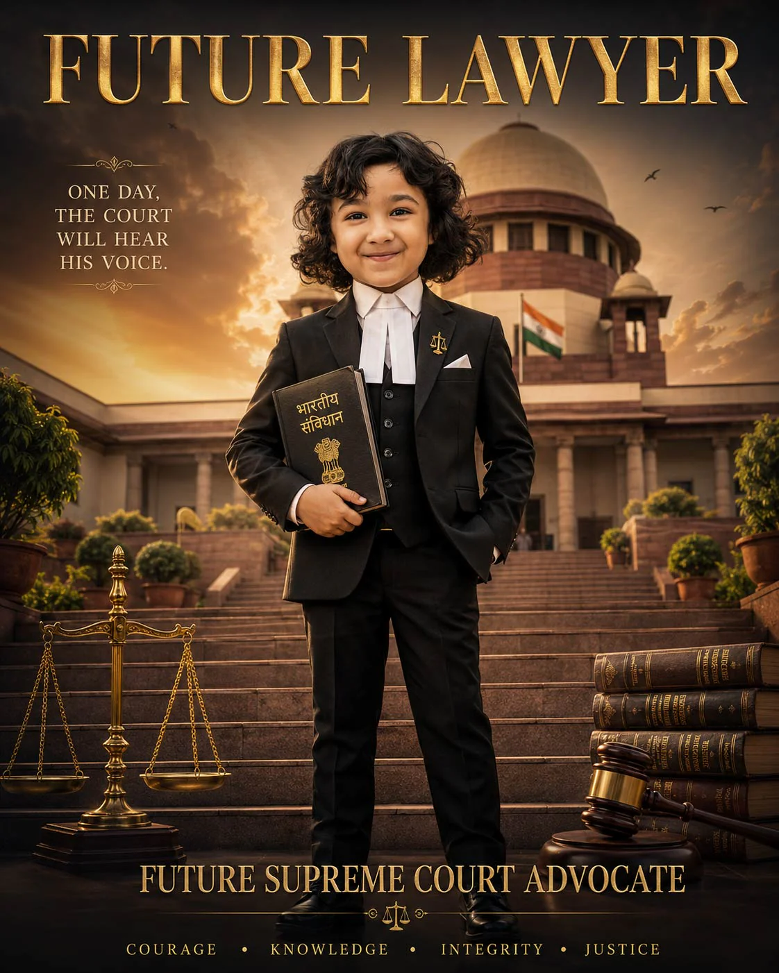 Personalized Future Lawyer Digital Portrait for Kids | Custom Supreme Court Advocate Artwork - Image 3