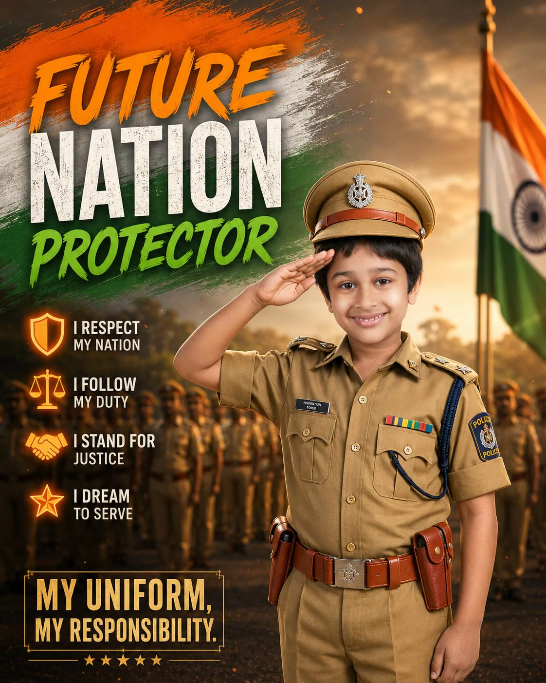 Personalized Future Police Officer Digital Portrait for Kids | Custom Police Officer Artwork - Image 4