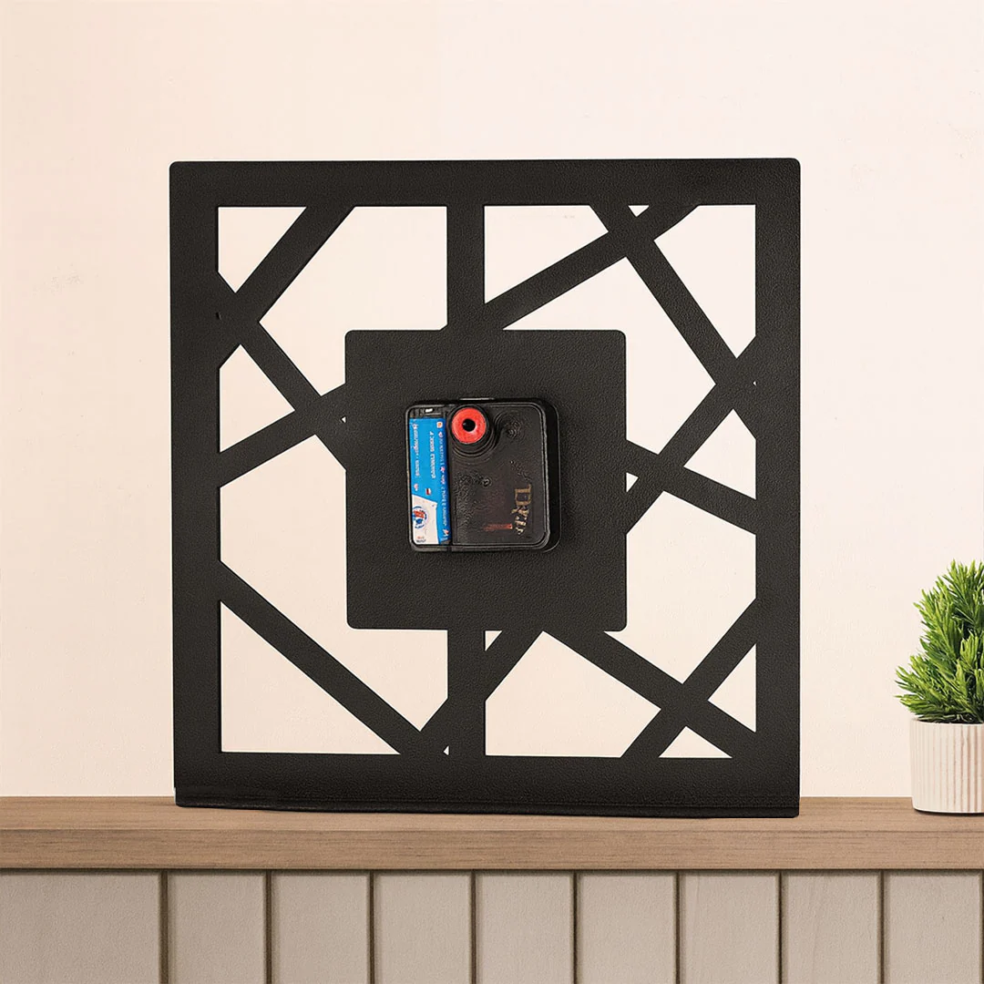 Personalized Geometric Wooden Wall Clock - Image 3