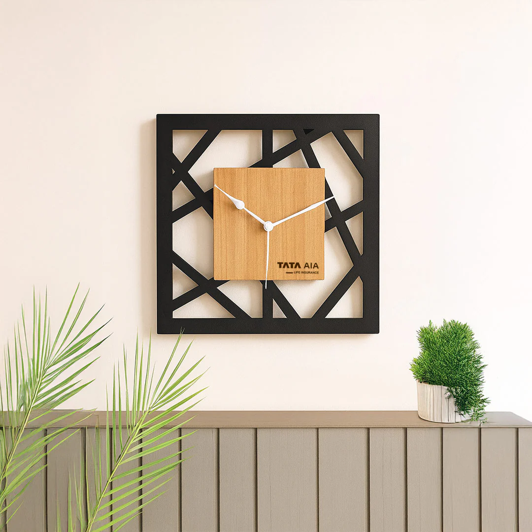 Personalized Geometric Wooden Wall Clock - Image 4