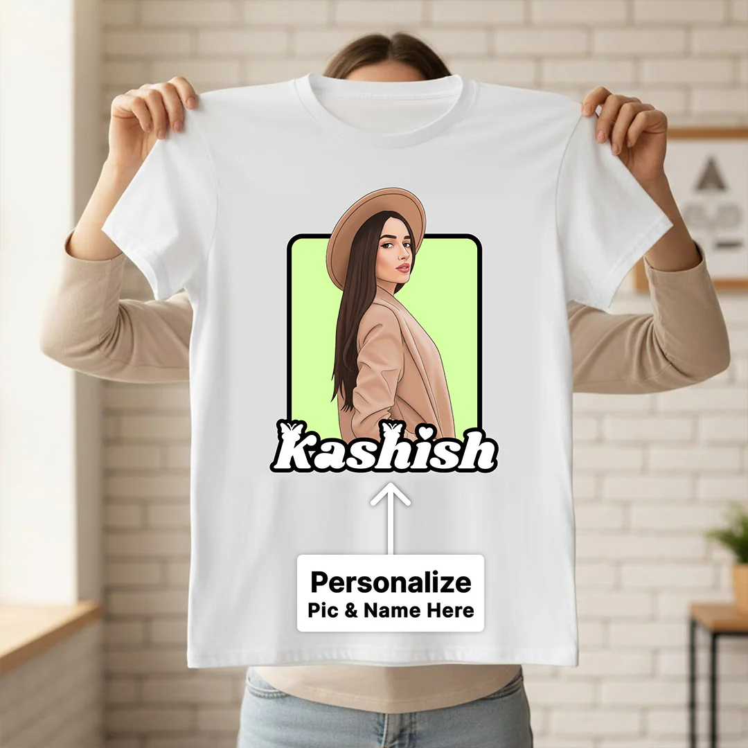 Personalized Girl Portrait Illustration T-Shirt - Image 2