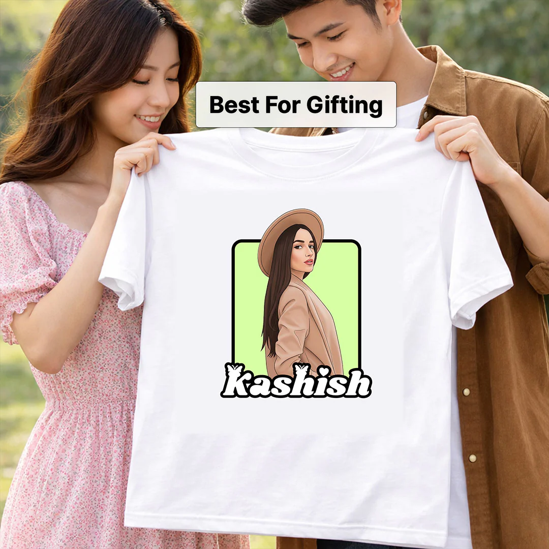 Personalized Girl Portrait Illustration T-Shirt - Image 3