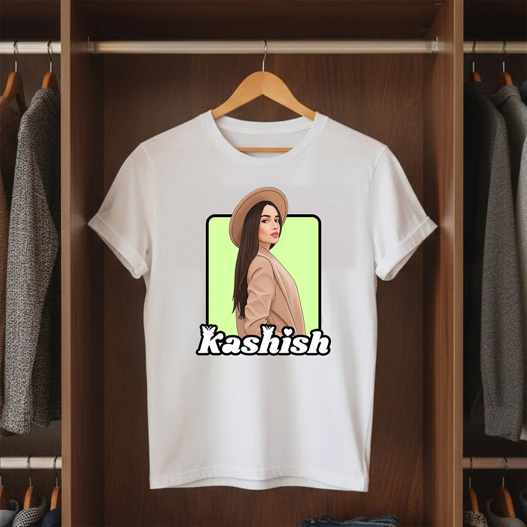 Personalized Girl Portrait Illustration T-Shirt - Image 4