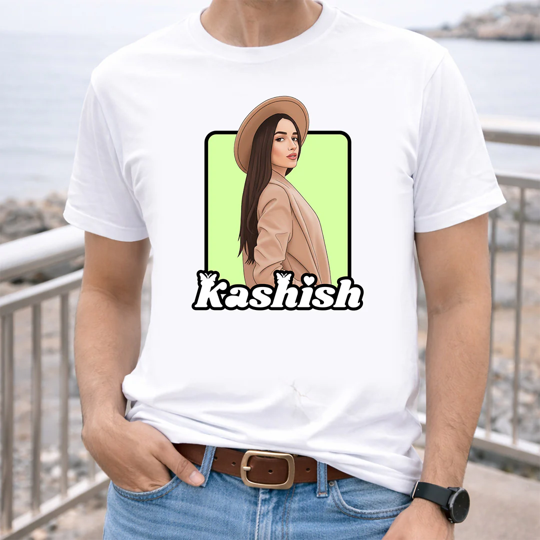 Personalized Girl Portrait Illustration T-Shirt - Image 5