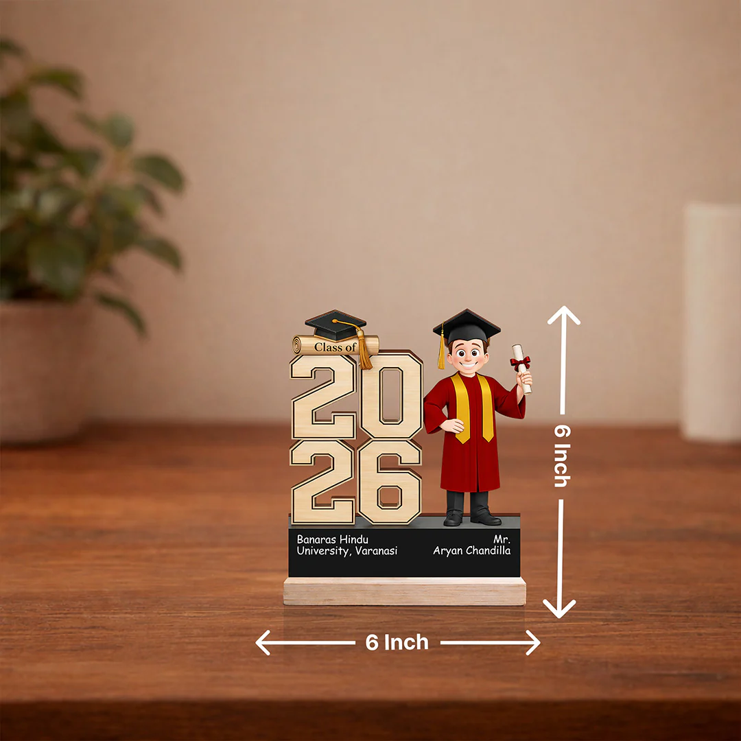 Personalized Graduation Wooden Table Stand for Students, Boys & Friends (6x6") - Image 2