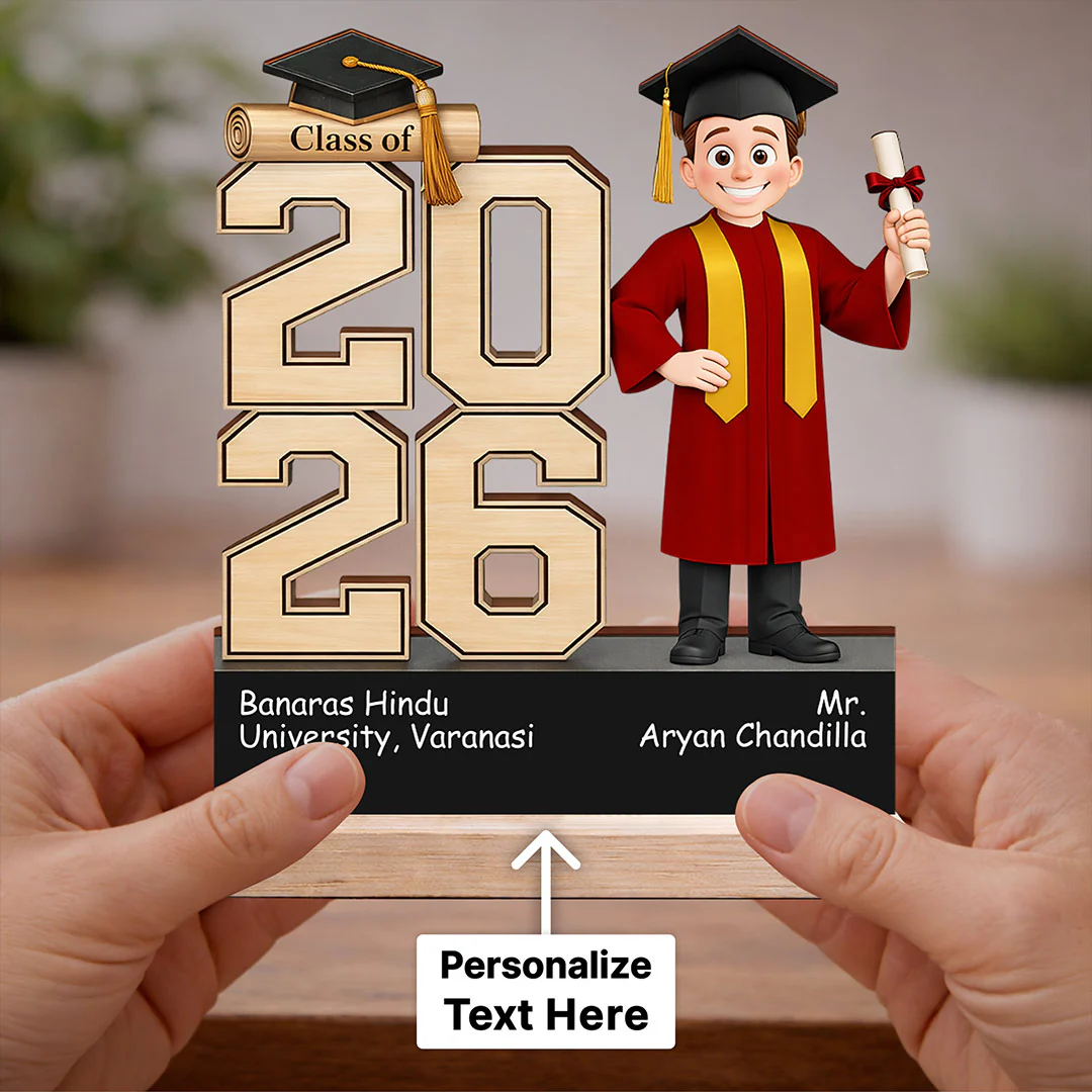 Personalized Graduation Wooden Table Stand for Students, Boys & Friends (6x6") - Image 3