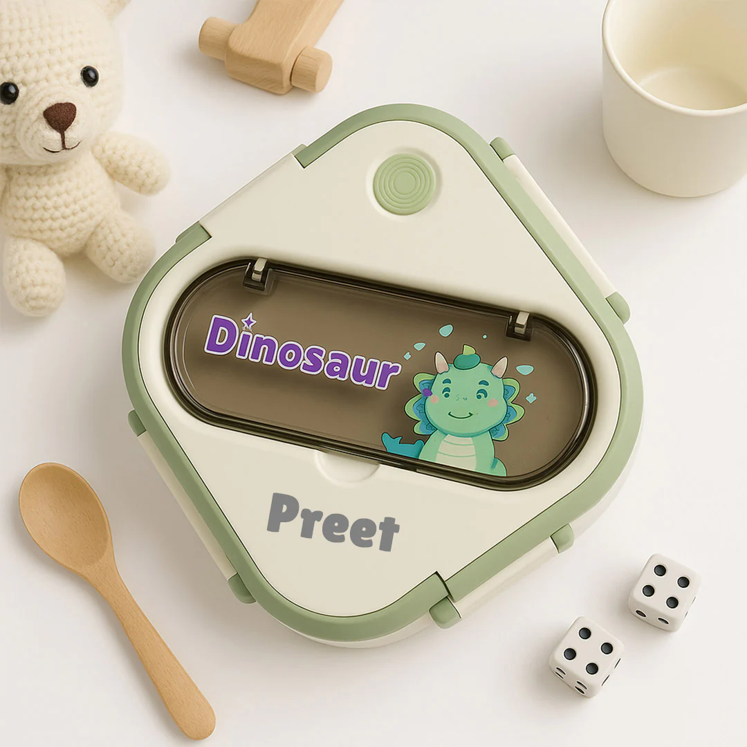 Personalized Green Dinosaur Stainless Steel Lunchbox - Image 4
