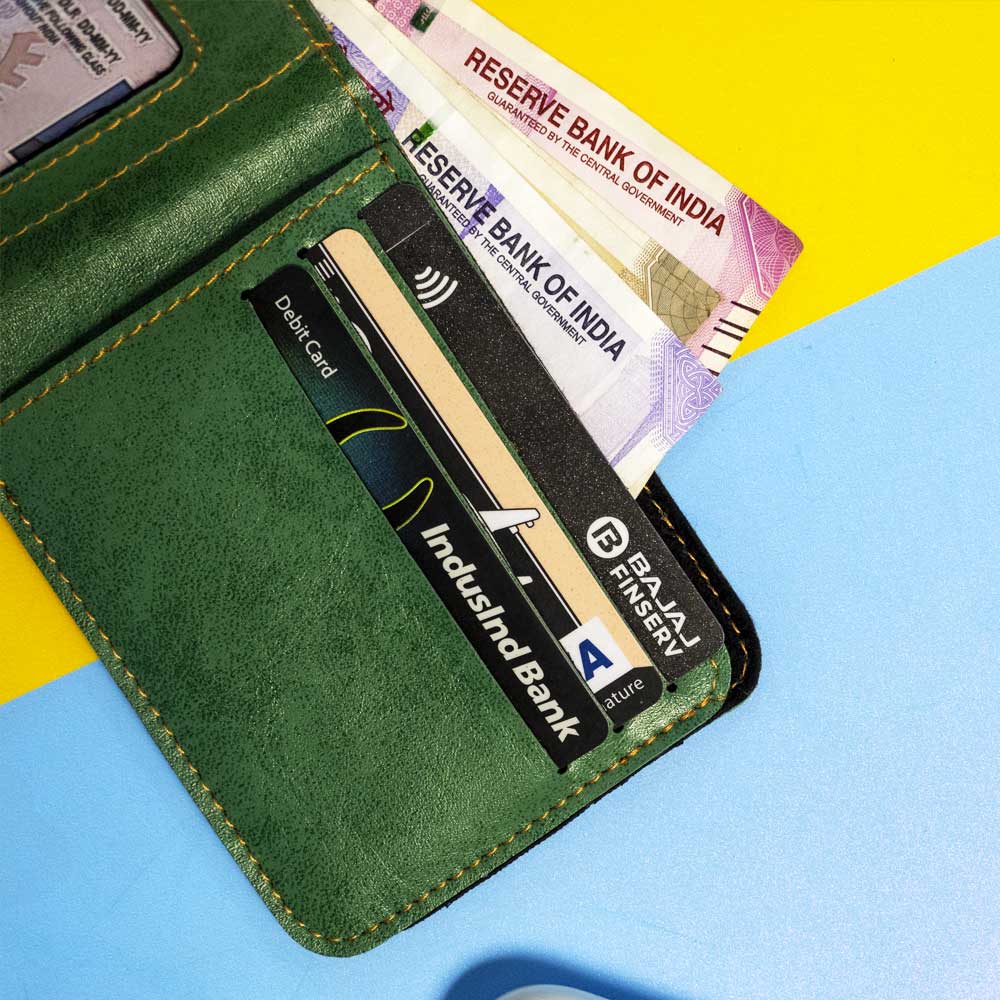 Premium Color Leather Wallet - Green - Image 4