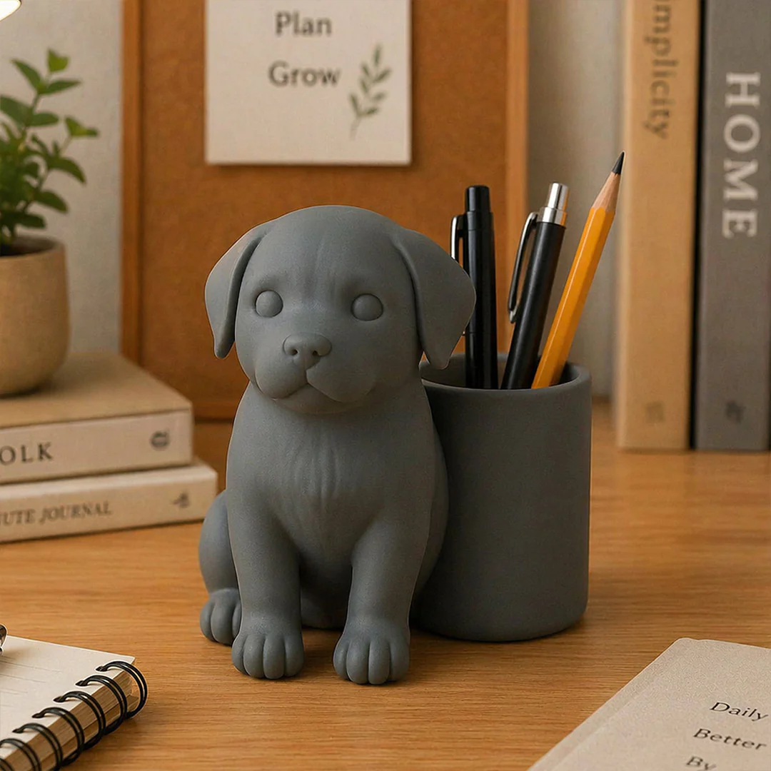 Personalized Grey Dog Pen Holder|Organizer Gift for Dog Lovers - Image 5