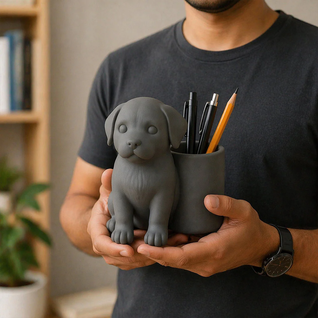 Personalized Grey Dog Pen Holder|Organizer Gift for Dog Lovers - Image 6