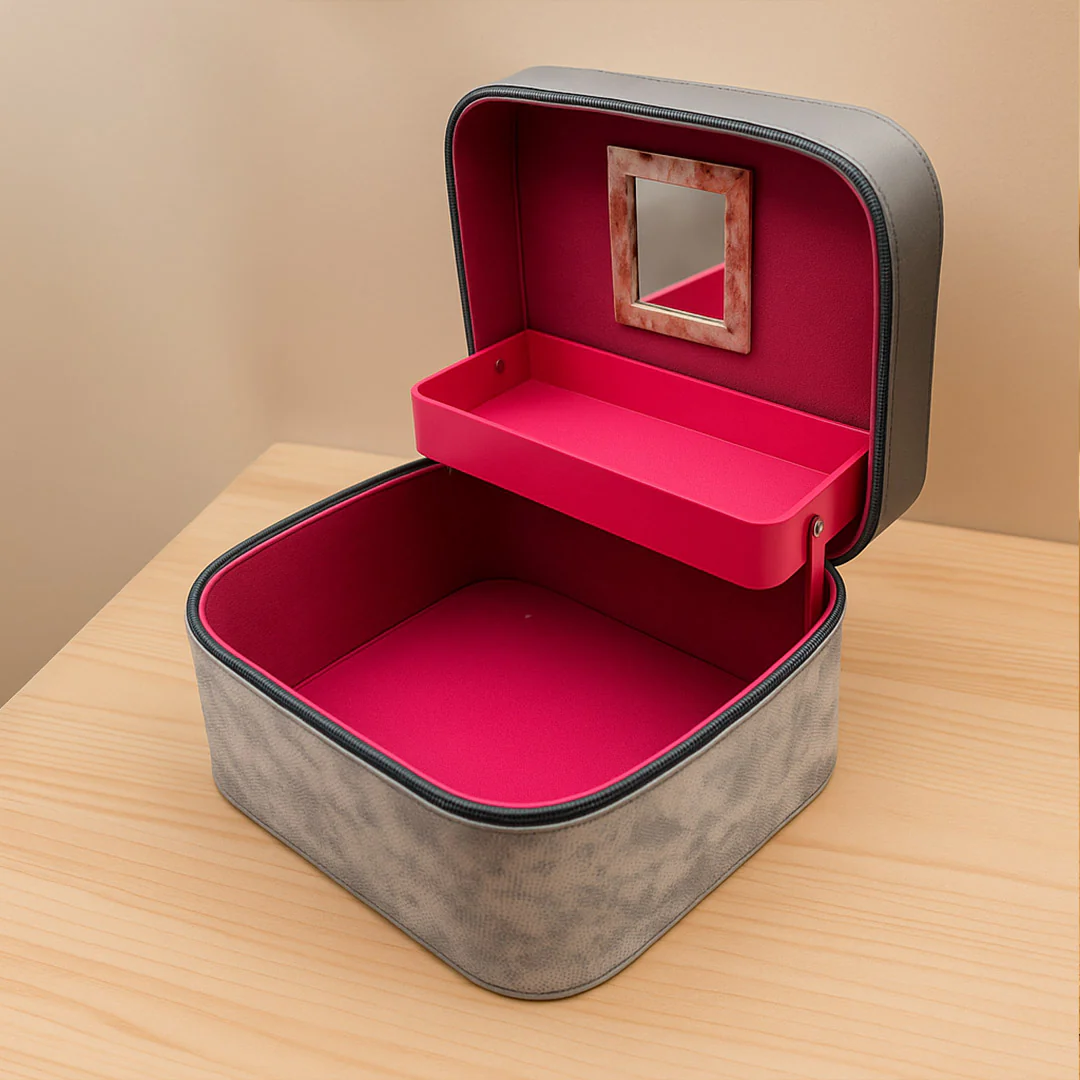 Personalized Grey Faux Leather Jewellery Box - Image 4