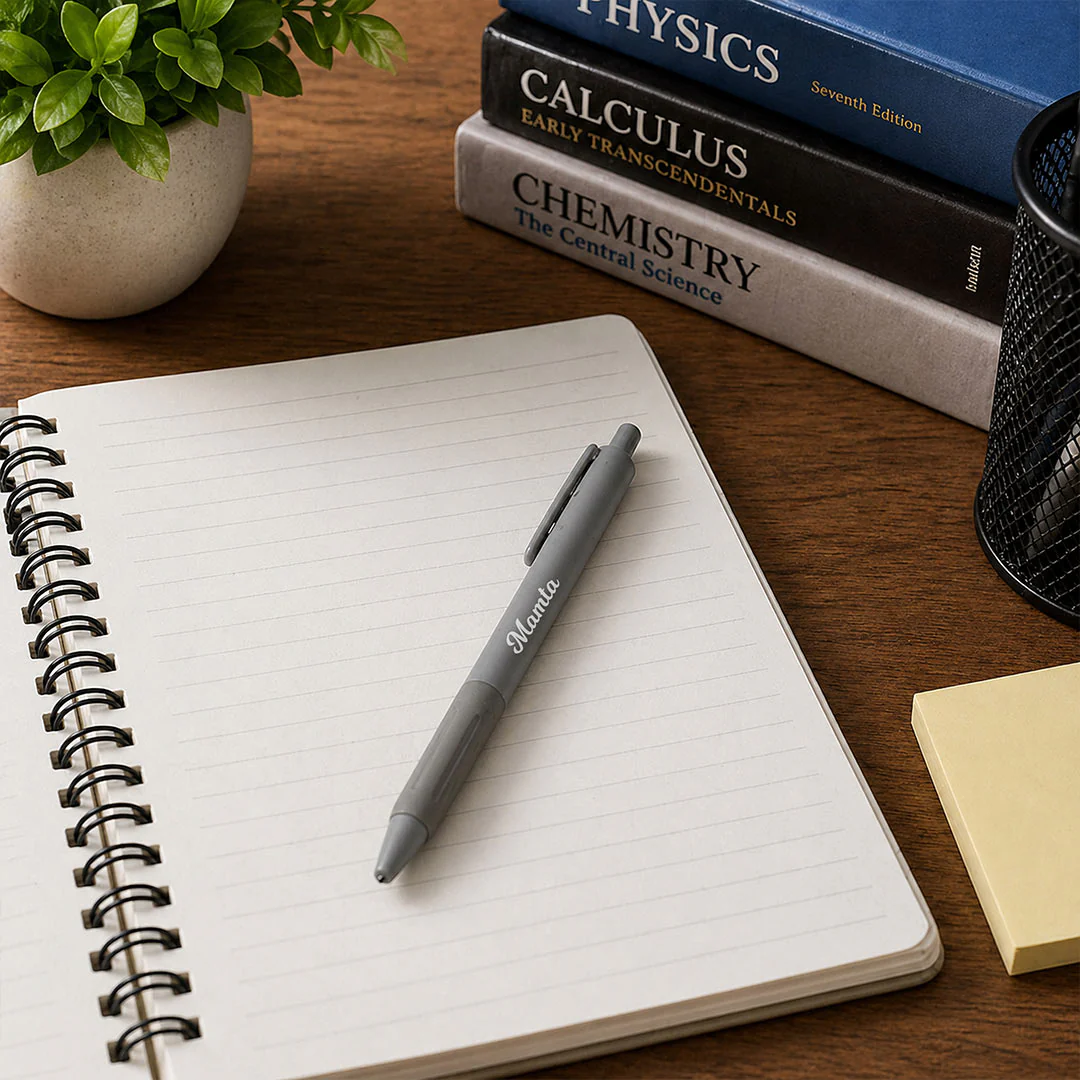 Personalized Grey Name Pen | Elegant Writing Gift for Professionals & Students