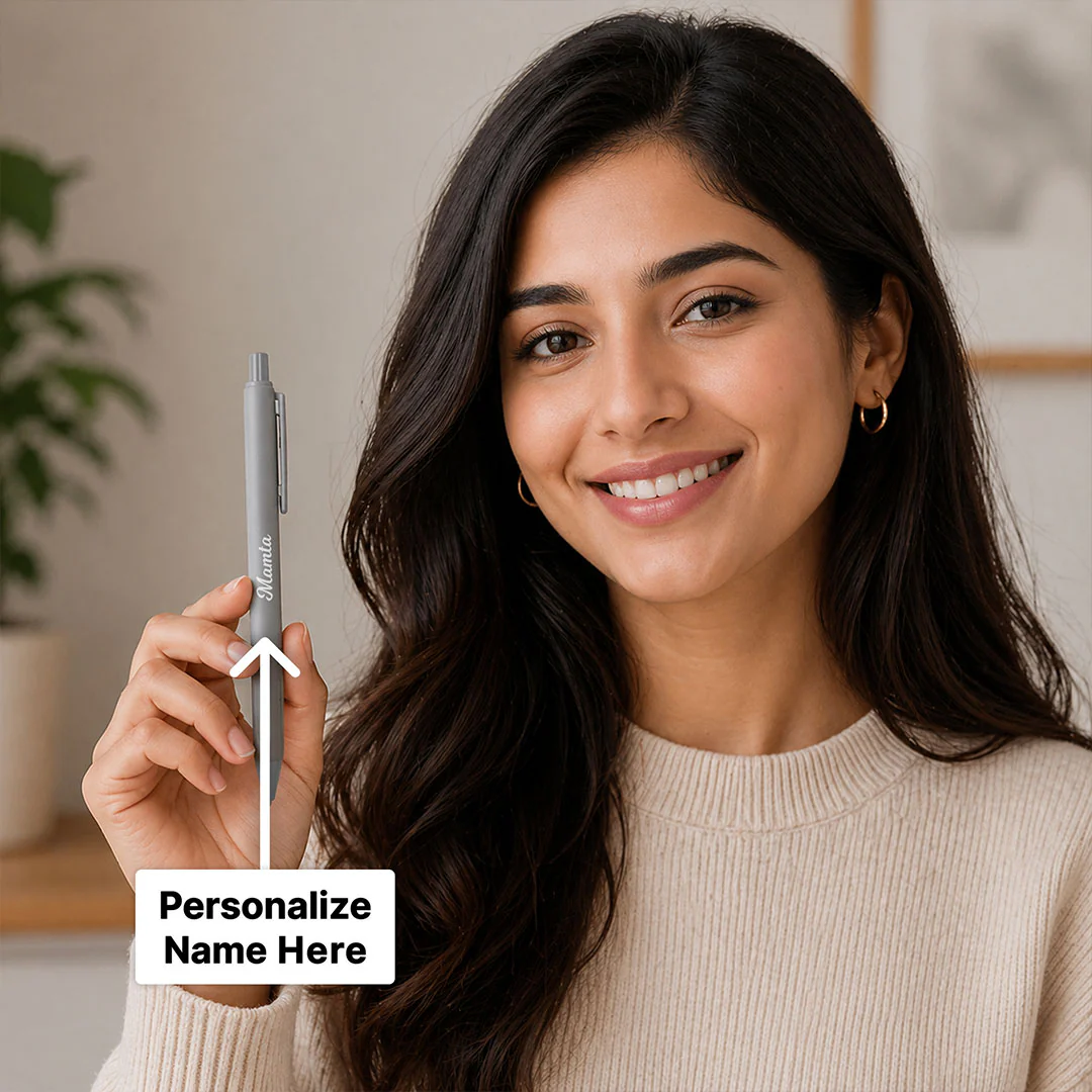 Personalized Grey Name Pen | Elegant Writing Gift for Professionals & Students - Image 2