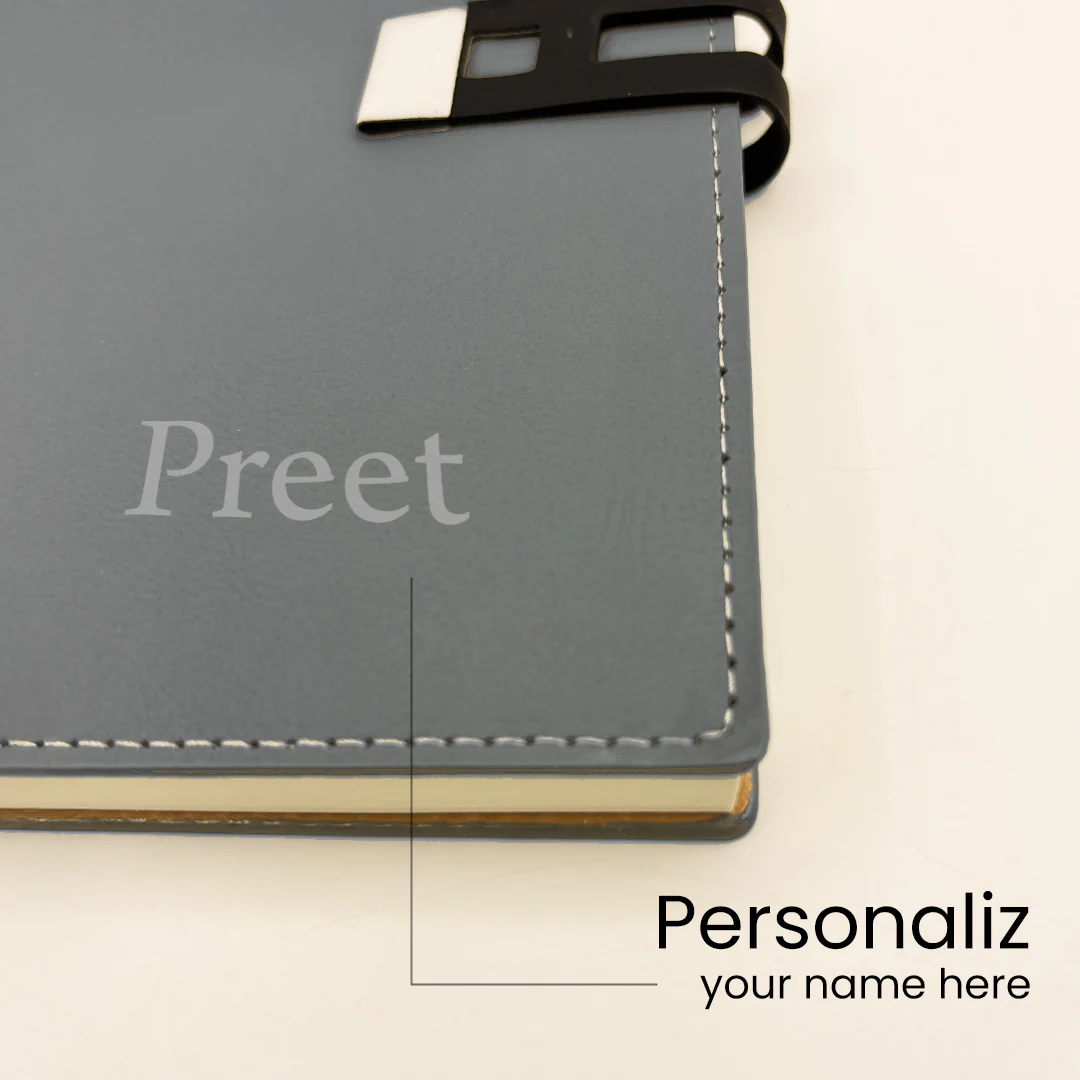 Personalized Grey Notebook with Metallic Buckle - Image 7