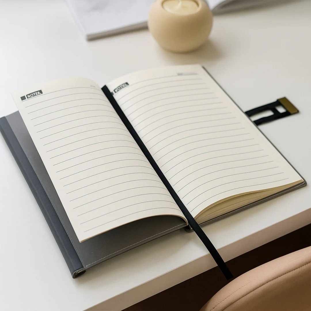 Personalized Grey Notebook with Metallic Buckle - Image 8