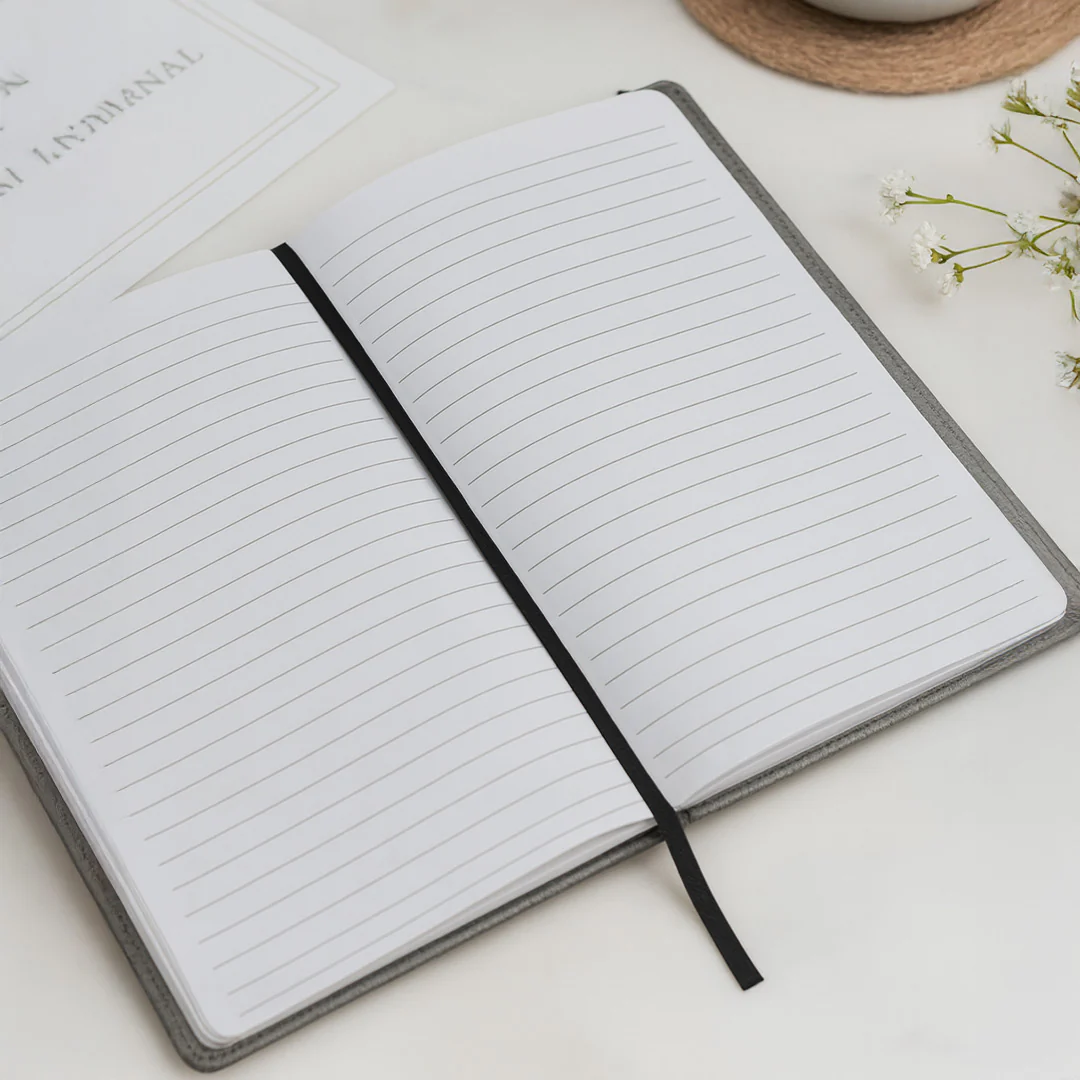 Personalized Grey Notebook with Pen Holder - Image 3