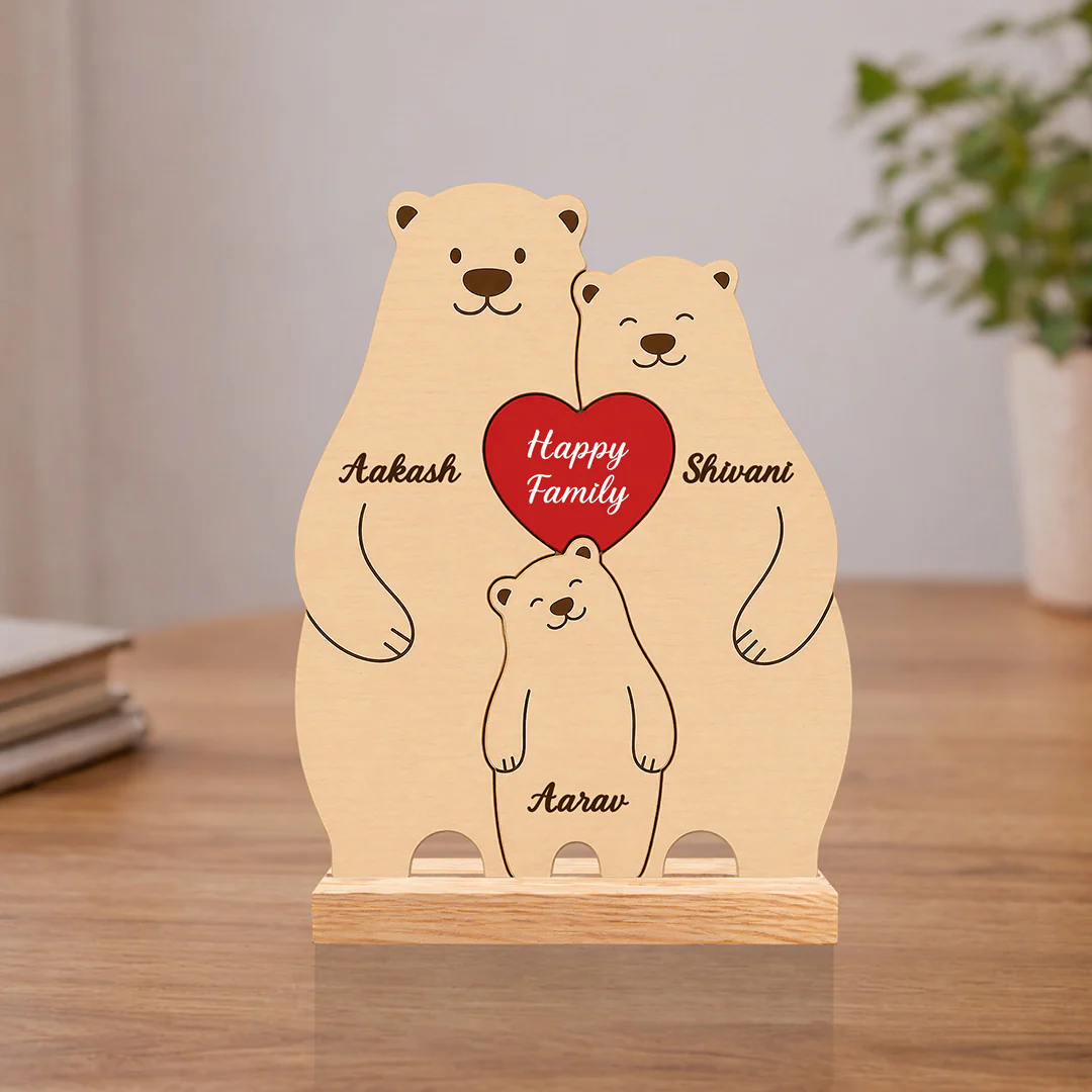Personalized Happy Family Bear Wooden Table Stand | Custom Name Family Décor Gift(6x7.5") - Image 4