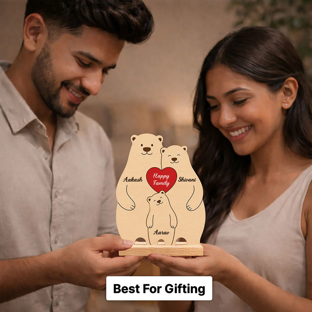 Personalized Happy Family Bear Wooden Table Stand | Custom Name Family Décor Gift(6x7.5") - Image 5