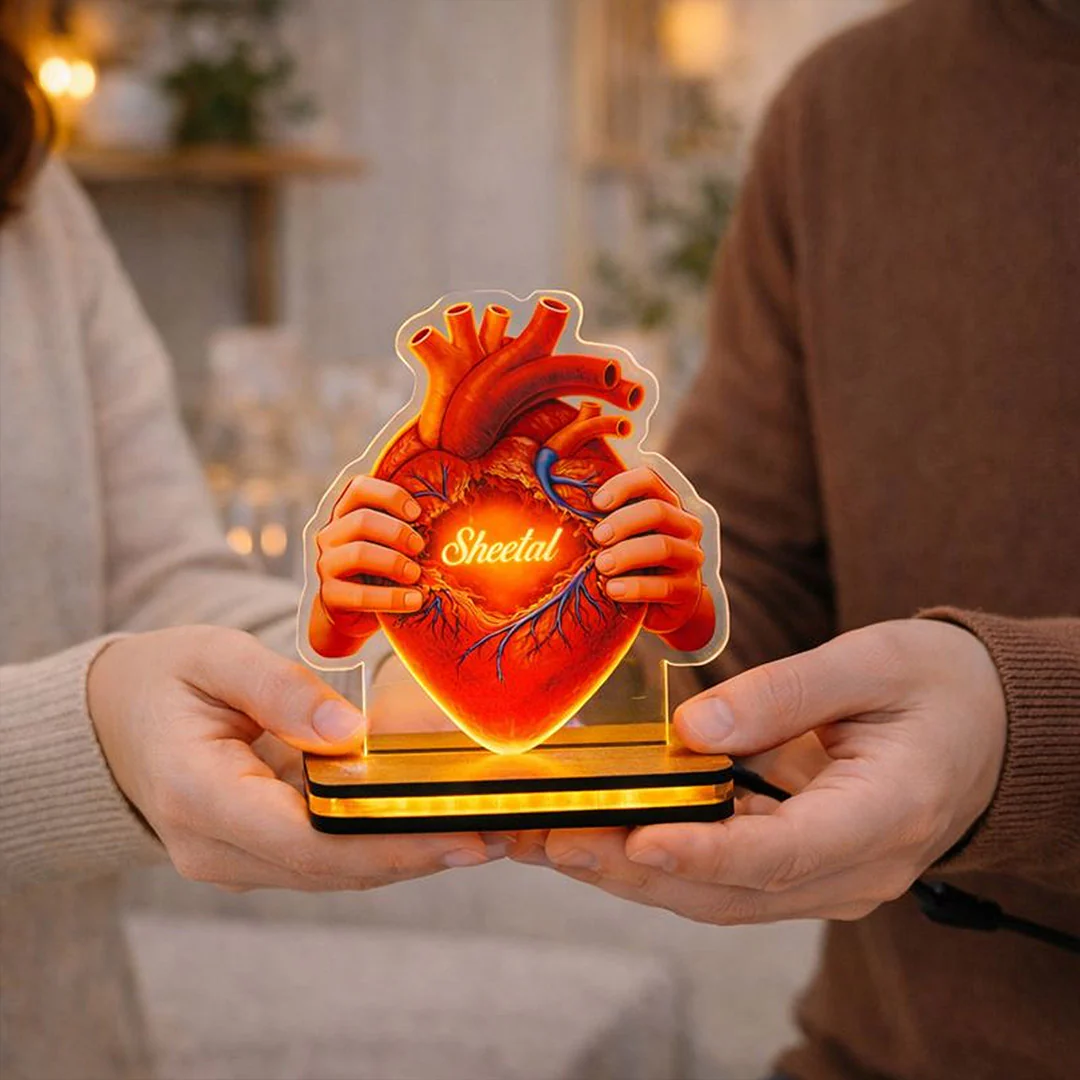 Personalized Heart Acrylic LED Lamp (5×7”) - Image 4