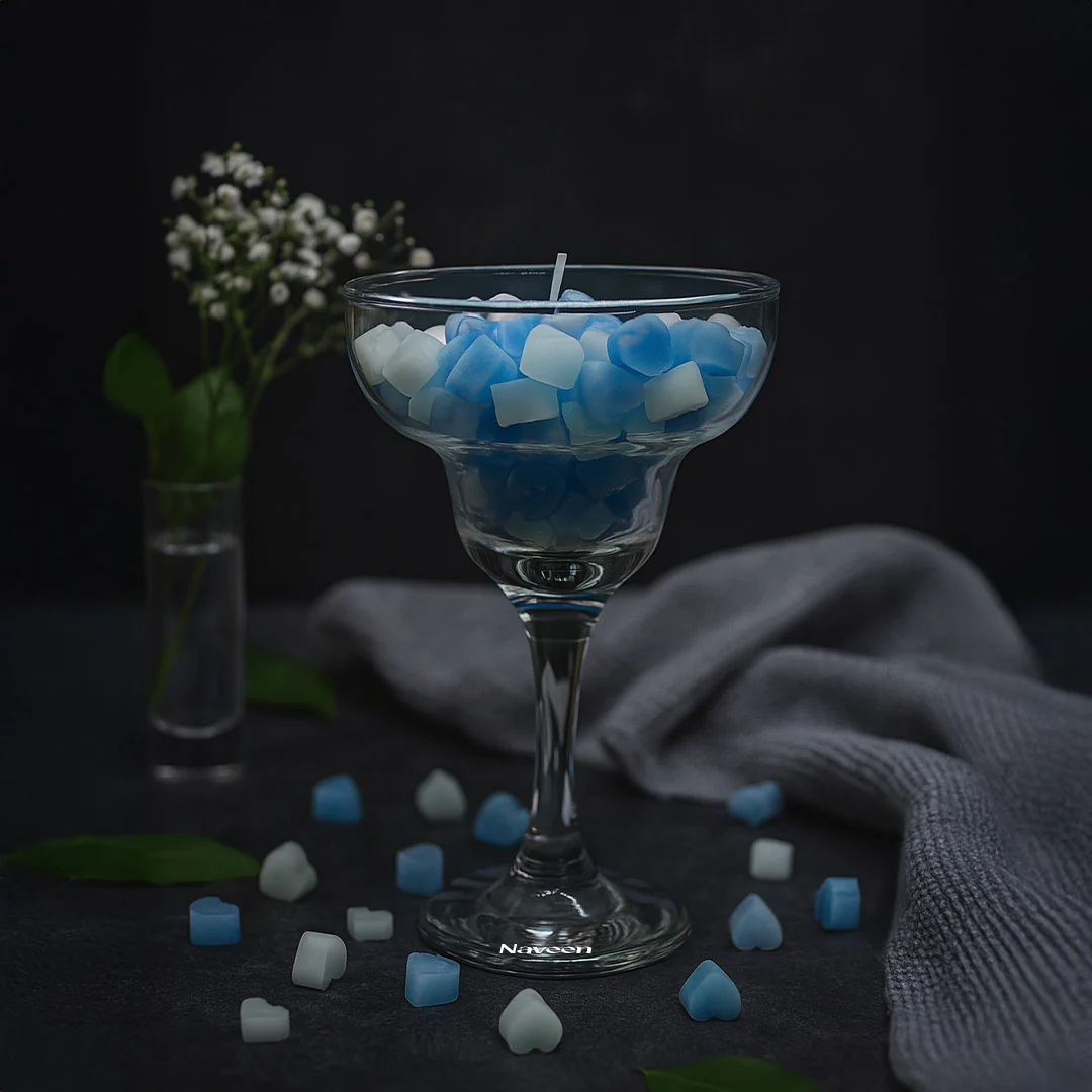Personalized Heart Bubble Candle in Glass Cup - Image 2