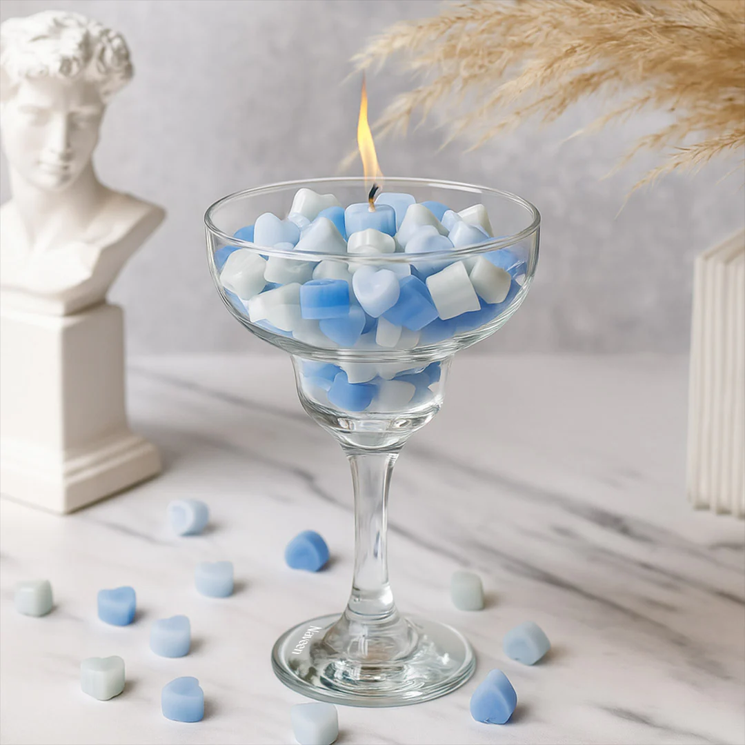 Personalized Heart Bubble Candle in Glass Cup - Image 3