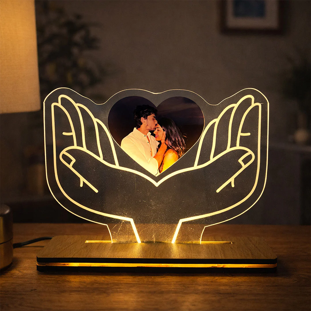 Personalized Heart Hands Acrylic LED Lamp(7x6")