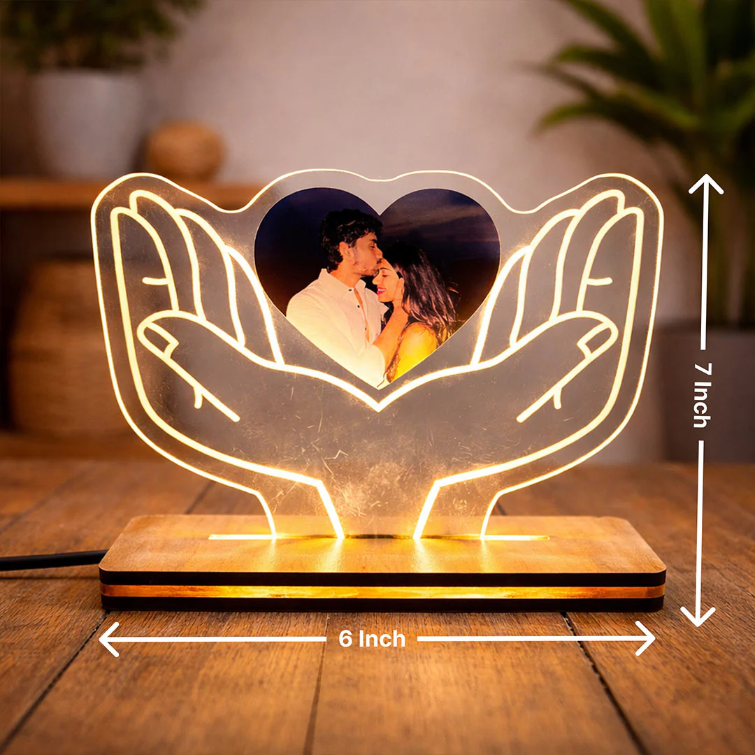 Personalized Heart Hands Acrylic LED Lamp(7x6") - Image 3