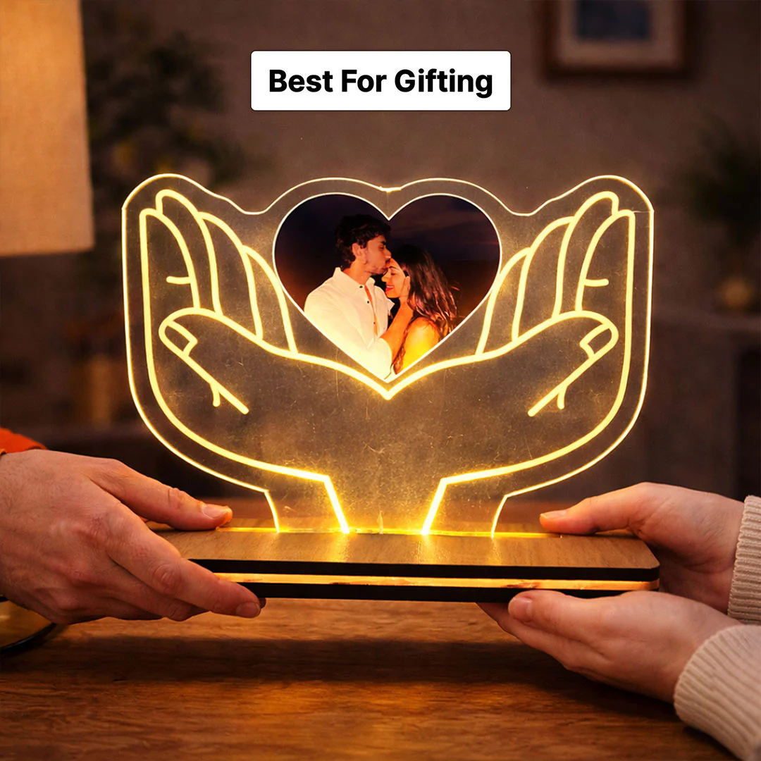 Personalized Heart Hands Acrylic LED Lamp(7x6") - Image 4