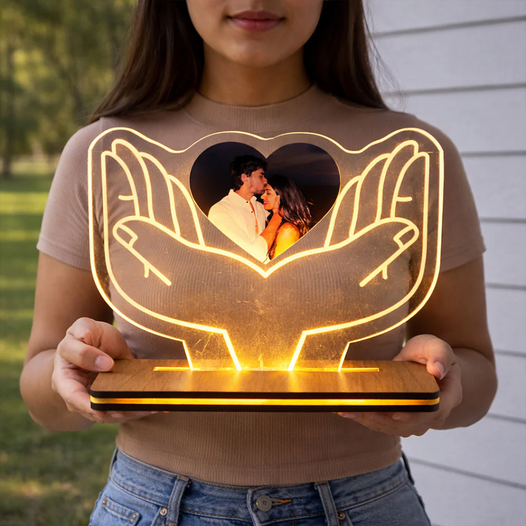 Personalized Heart Hands Acrylic LED Lamp(7x6") - Image 5