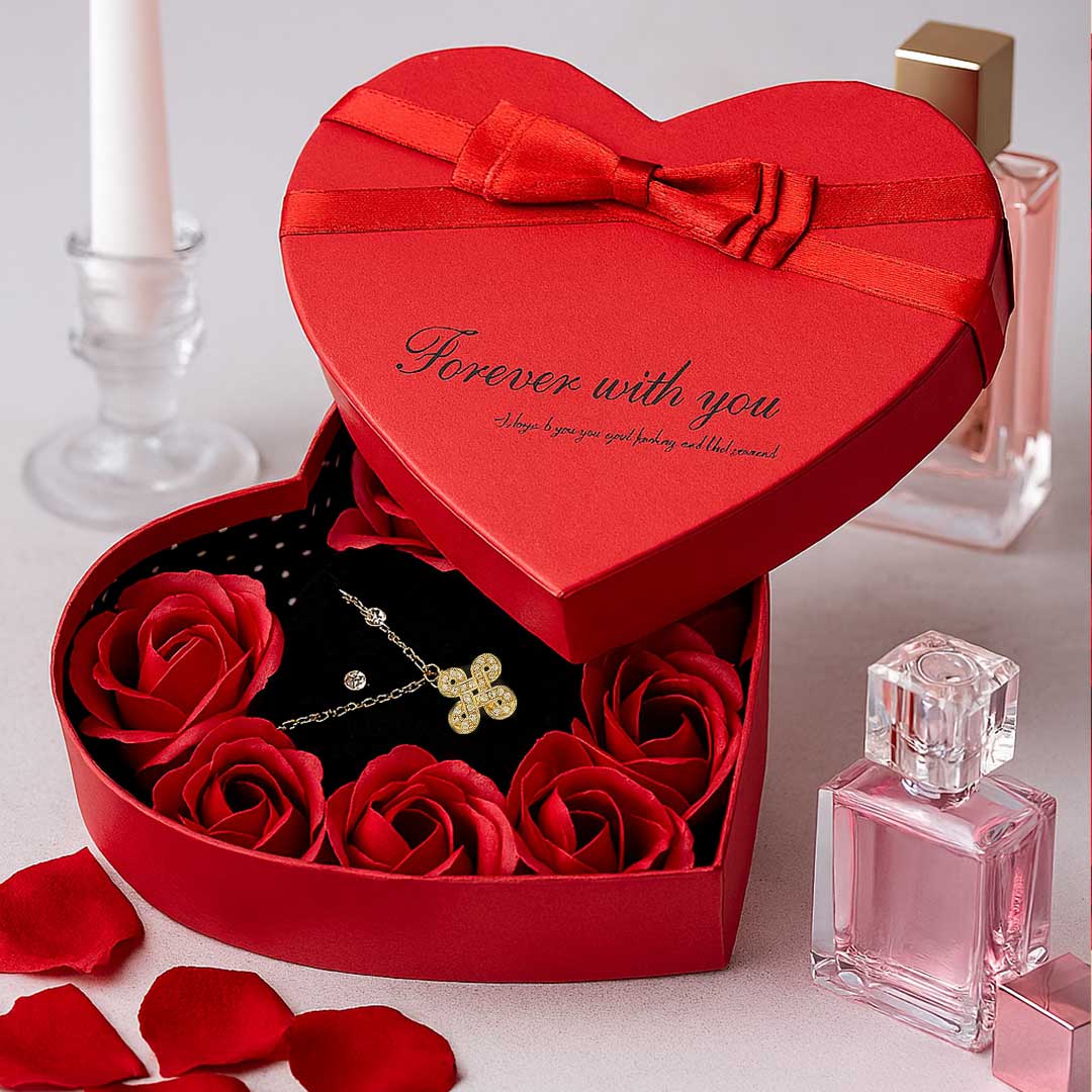 Personalized Heart Rose Box with Jewellery - Image 3